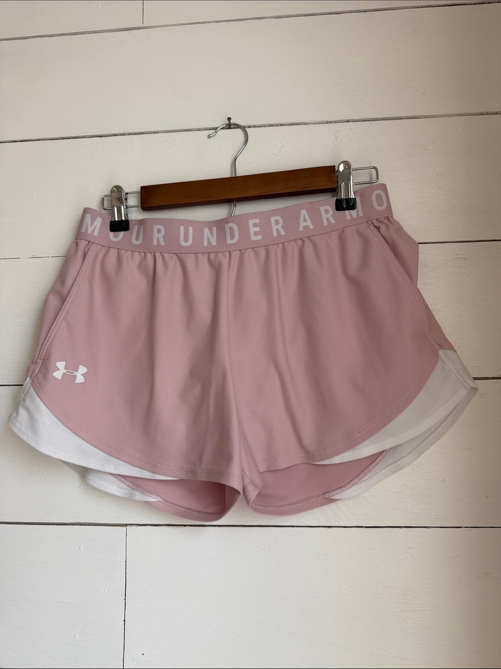 Under Armour Women's Dusty Pink Layered Athletic Shorts